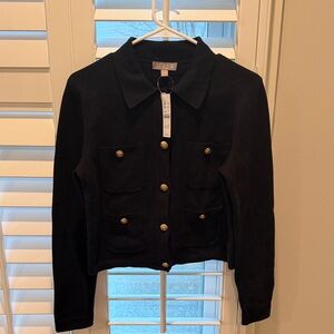 J. Crew Black Knit Sweater/Jacket with Gold Buttons
